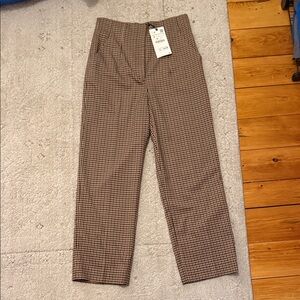 Zara Terez Brown Checkered Trousers